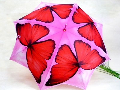 The butterfly print straight rod umbrella