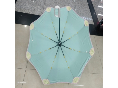 Foldable Sun & Rain Umbrella with C-Hook Handle, Color Coating